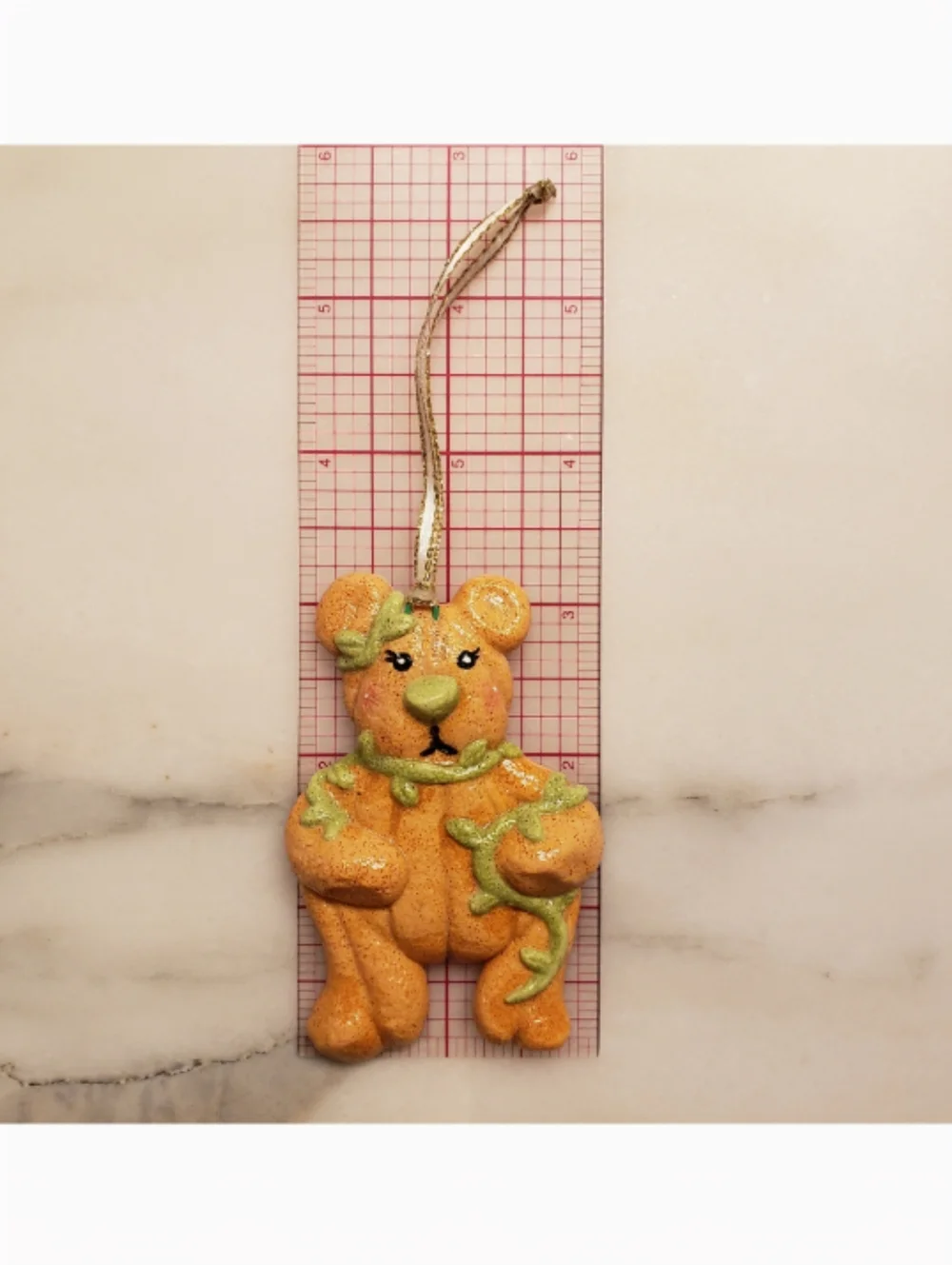 New Handmade Salt Dough Pumpkin Bear Ornament